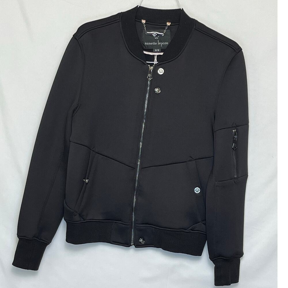 Nanette Lepore Jacket Stylish Designer Coat Women’s M Black Long Sleeve Zip Up